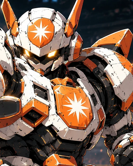 Claude in his heavy orange and white battle form